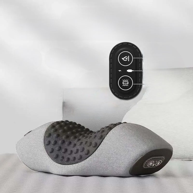 Electric Heated Neck Massage Pillow – Soothing Vibration & Memory Foam for Deep Relaxation