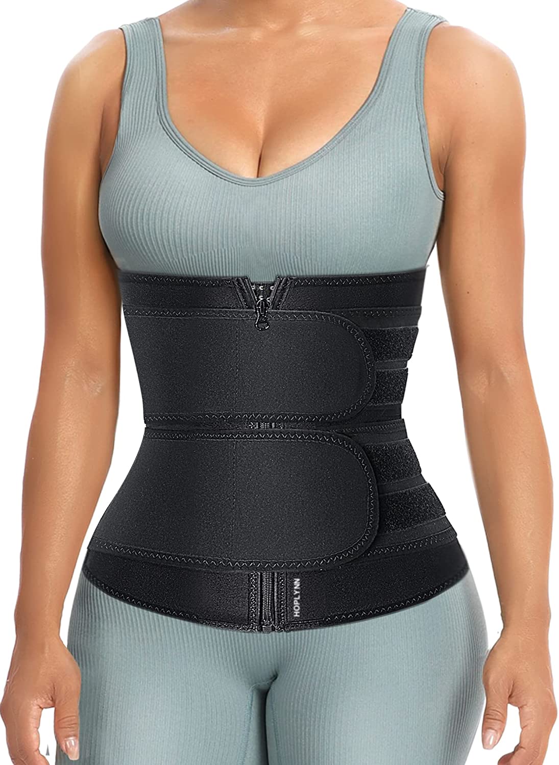 Neoprene Sweat Waist Trainer - Body Shaper for Women with Two Belts