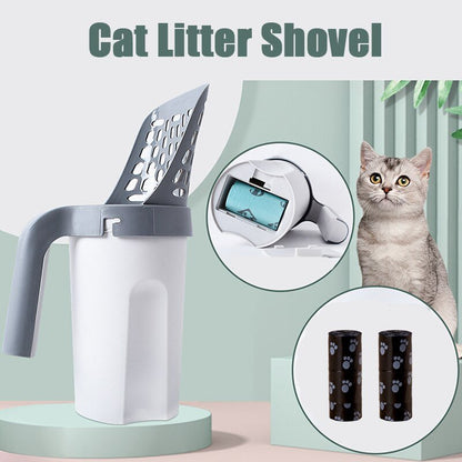 Cat Litter Shovel, Pet Litter Sifter, Sand Cleaning Pet Scooper with Waste Container