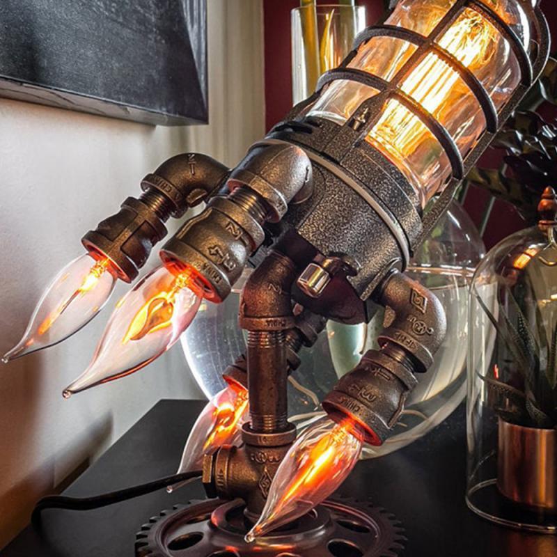 Steampunk Rocket Ship Lamp – Retro Glow Meets Industrial Design
