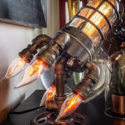 Steampunk Rocket Ship Lamp – Retro Glow Meets Industrial Design
