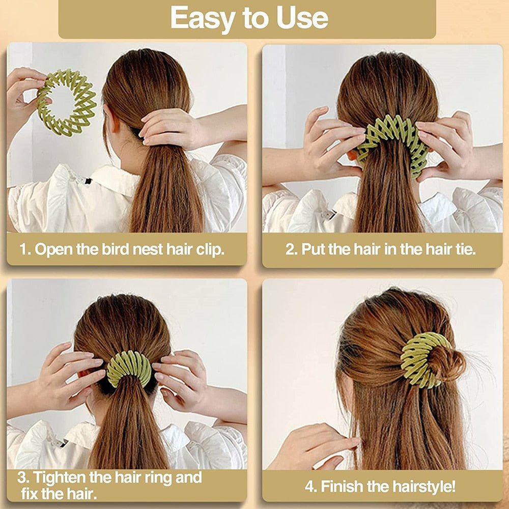 Women's Bird Nest Magic Hair Clip, Expandable, Retractable, Hair Claw Ponytail Holder