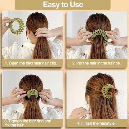 Women's Bird Nest Magic Hair Clip, Expandable, Retractable, Hair Claw Ponytail Holder