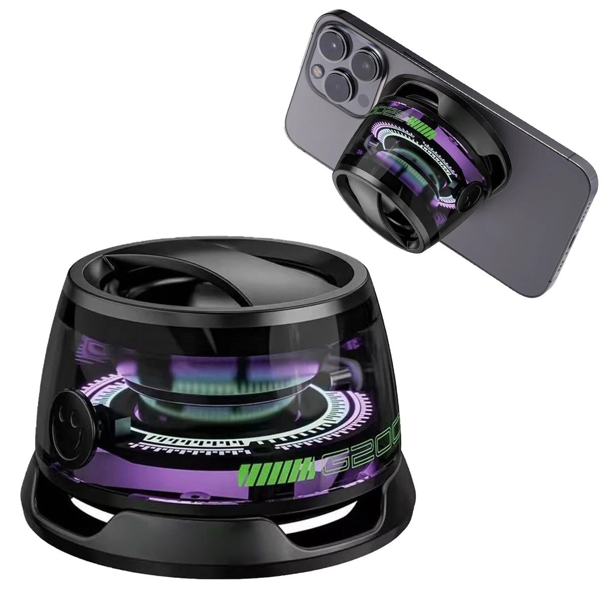 Magnetic Bluetooth Speaker & Phone Holder – Portable 2-in-1 Grip with 360° Smart Sound