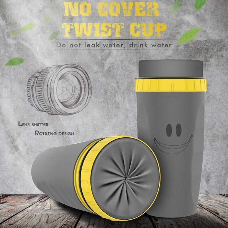 No Cover Twist Cup - Leak Proof and Insulated Revolutionary Twist Plastic Travel Mug, Lidless