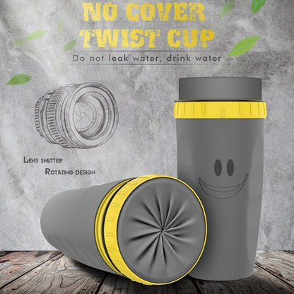No Cover Twist Cup - Leak Proof and Insulated Revolutionary Twist Plastic Travel Mug, Lidless