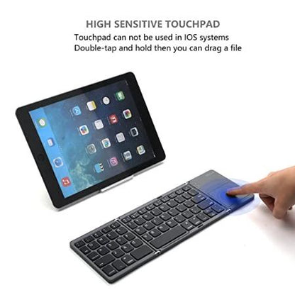 Ultra-Slim Foldable Bluetooth Keyboard – Wireless, Rechargeable with Touchpad