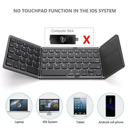Ultra-Slim Foldable Bluetooth Keyboard – Wireless, Rechargeable with Touchpad