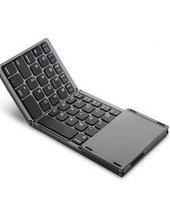 Ultra-Slim Foldable Bluetooth Keyboard – Wireless, Rechargeable with Touchpad