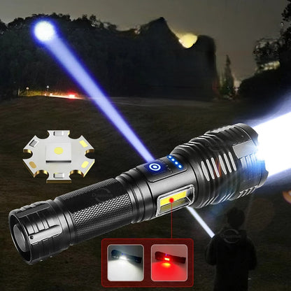 High Power Zoom Flashlight - 10000LM Rechargeable LED Torch with COB & 1500M Range