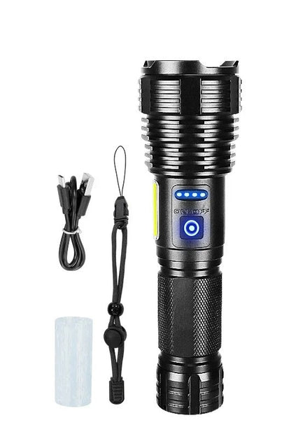 High Power Zoom Flashlight - 10000LM Rechargeable LED Torch with COB & 1500M Range