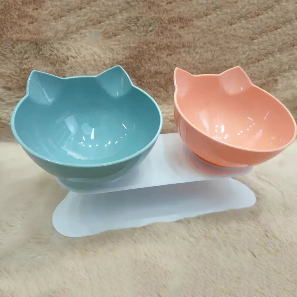 Non-Slip Dual Cat & Dog Feeding Bowls – Stylish Pet Feeder with Stand for Food & Water