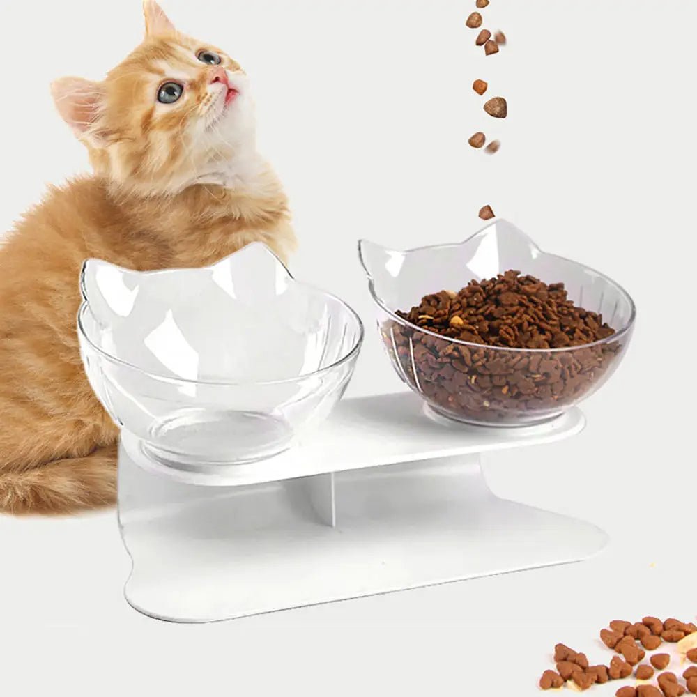 Non-Slip Dual Cat & Dog Feeding Bowls – Stylish Pet Feeder with Stand for Food & Water