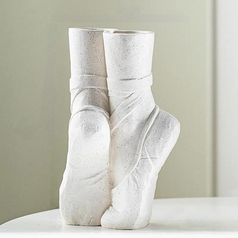 Nordic Ceramic Ballet Shoes Art Vase – Elegant Vase Sculpture for Home Decor and Flower Arrangements