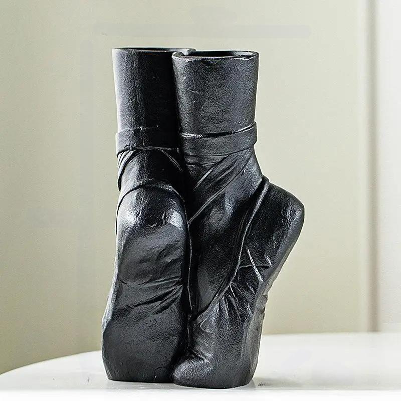 Nordic Ceramic Ballet Shoes Art Vase – Elegant Vase Sculpture for Home Decor and Flower Arrangements