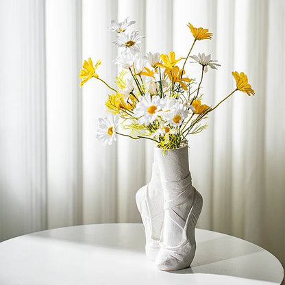 Nordic Ceramic Ballet Shoes Art Vase – Elegant Vase Sculpture for Home Decor and Flower Arrangements