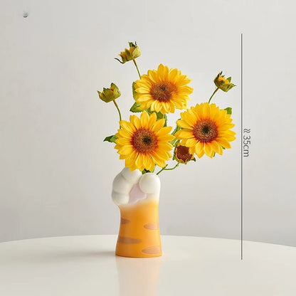Nordic Kawaii Cat Claw Vase – Stylish Floral Pot for Bedroom & Creative Home Décor