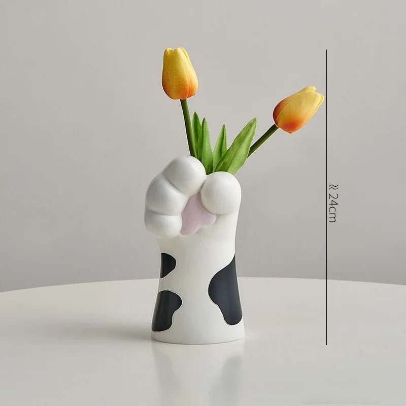 Nordic Kawaii Cat Claw Vase – Stylish Floral Pot for Bedroom & Creative Home Décor