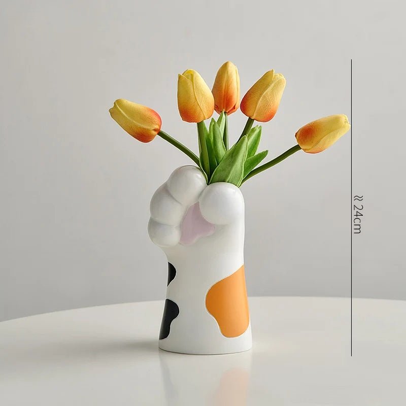 Nordic Kawaii Cat Claw Vase – Stylish Floral Pot for Bedroom & Creative Home Décor