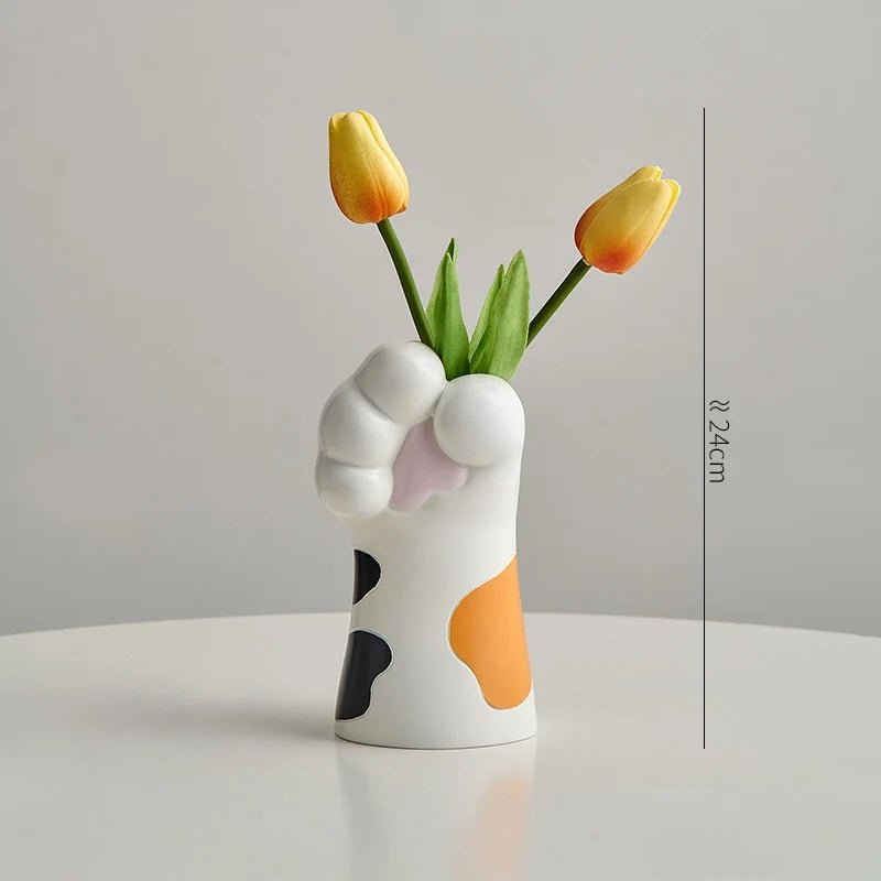 Nordic Kawaii Cat Claw Vase – Stylish Floral Pot for Bedroom & Creative Home Décor