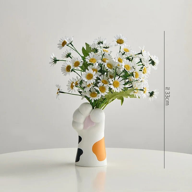 Nordic Kawaii Cat Claw Vase – Stylish Floral Pot for Bedroom & Creative Home Décor