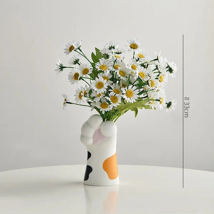 Nordic Kawaii Cat Claw Vase – Stylish Floral Pot for Bedroom & Creative Home Décor