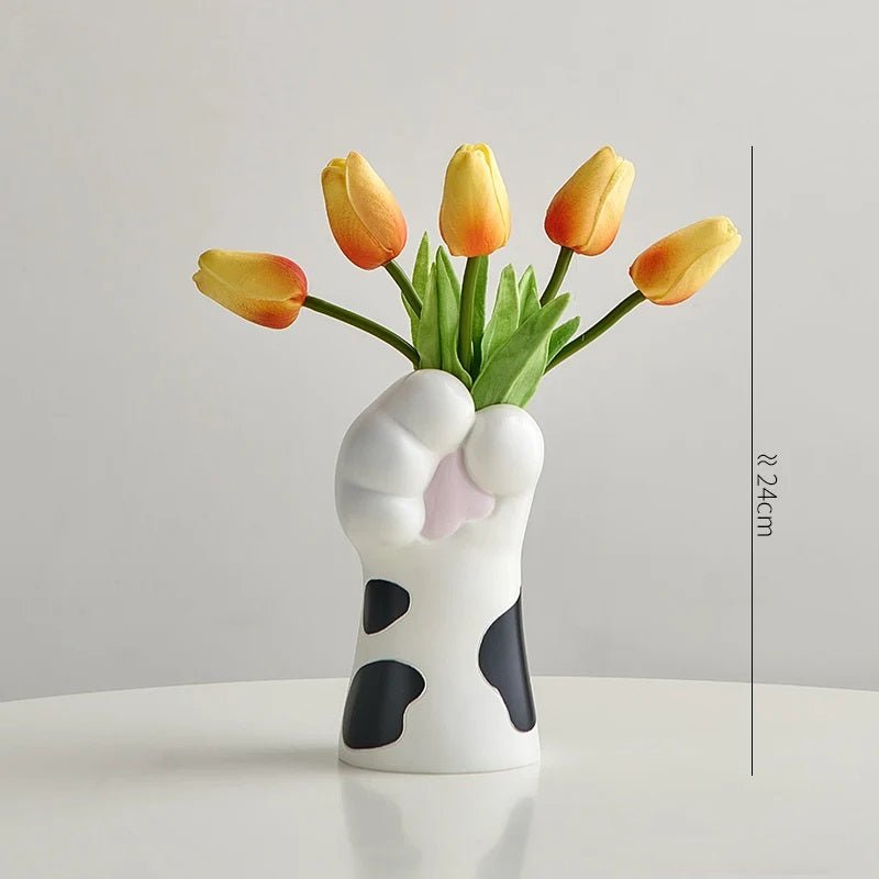 Nordic Kawaii Cat Claw Vase – Stylish Floral Pot for Bedroom & Creative Home Décor