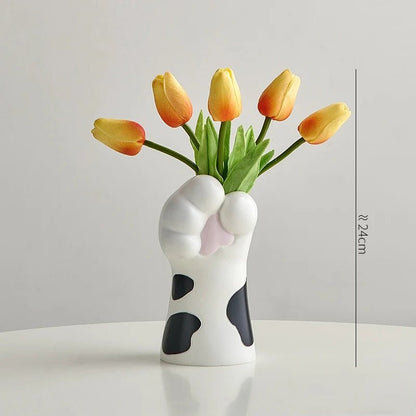 Nordic Kawaii Cat Claw Vase – Stylish Floral Pot for Bedroom & Creative Home Décor