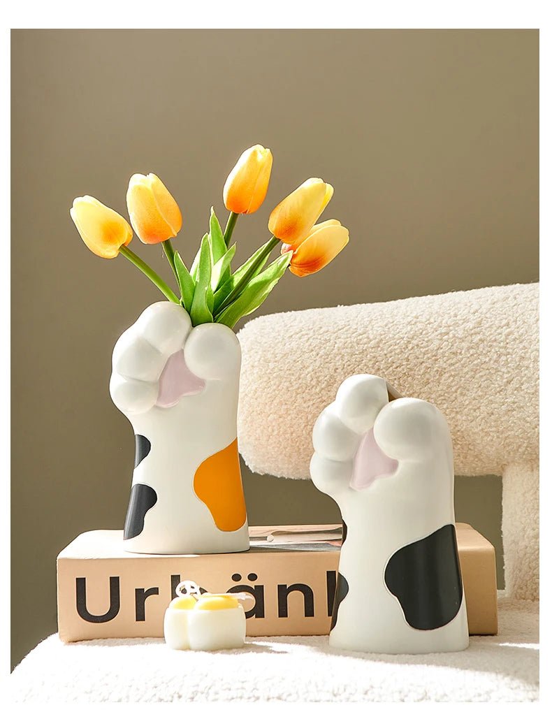 Nordic Kawaii Cat Claw Vase – Stylish Floral Pot for Bedroom & Creative Home Décor