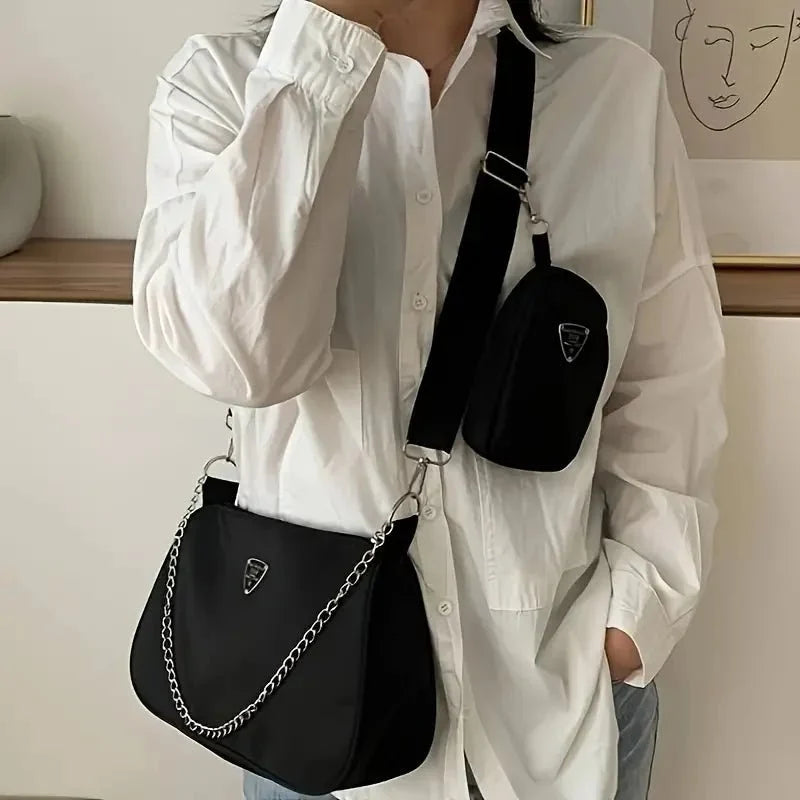 Nylon Shoulder & Crossbody Bag Set – Stylish & Versatile