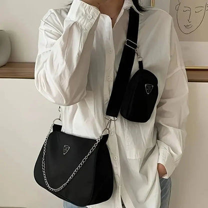 Nylon Shoulder & Crossbody Bag Set – Stylish & Versatile