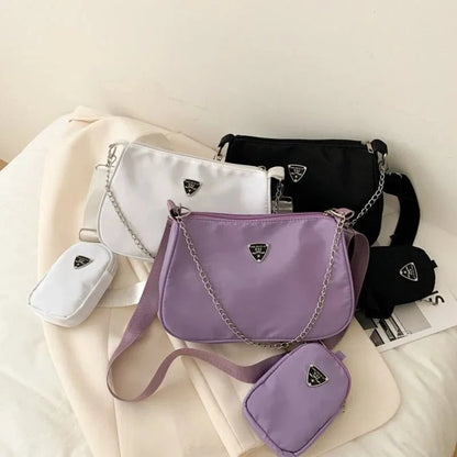 Nylon Shoulder & Crossbody Bag Set – Stylish & Versatile