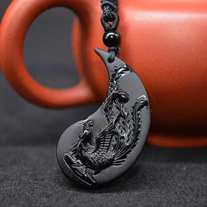 Obsidian Yin Yang Necklace