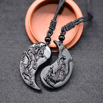 Obsidian Yin Yang Necklace