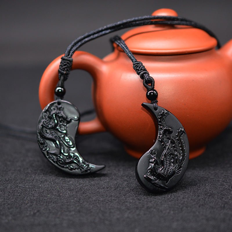 Obsidian Yin Yang Necklace