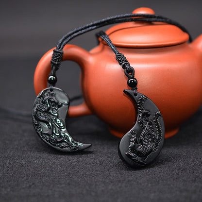 Obsidian Yin Yang Necklace