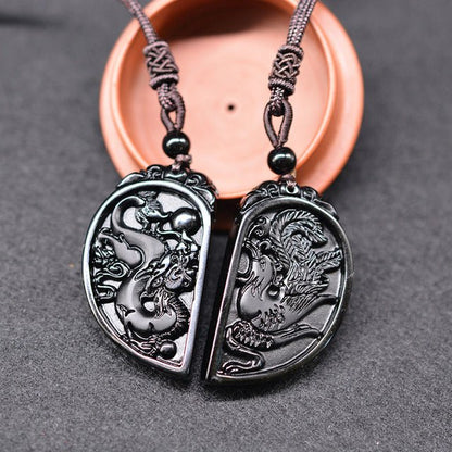Obsidian Yin Yang Necklace