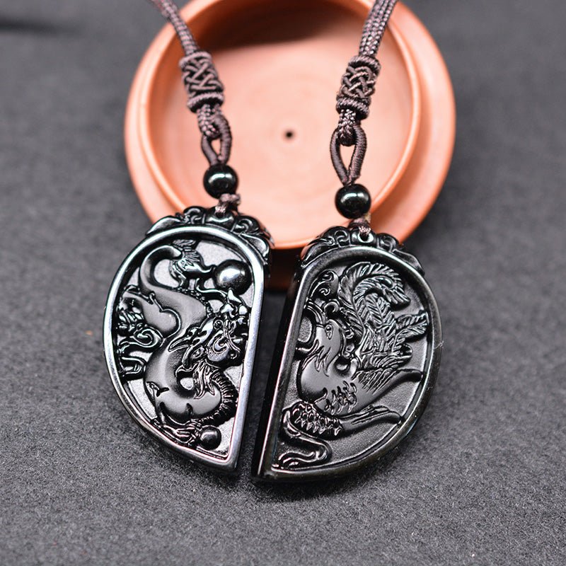 Obsidian Yin Yang Necklace