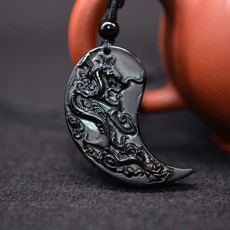 Obsidian Yin Yang Necklace
