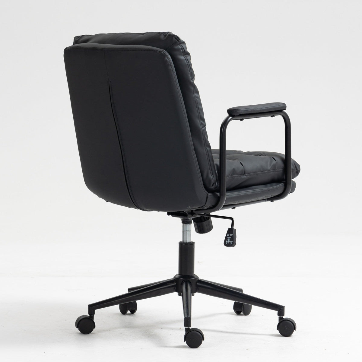 Office Chair, Mid Back Home Office Desk Task Chair with Wheels and Arms, Ergonomic PU Leather Computer Rolling Swivel Chair