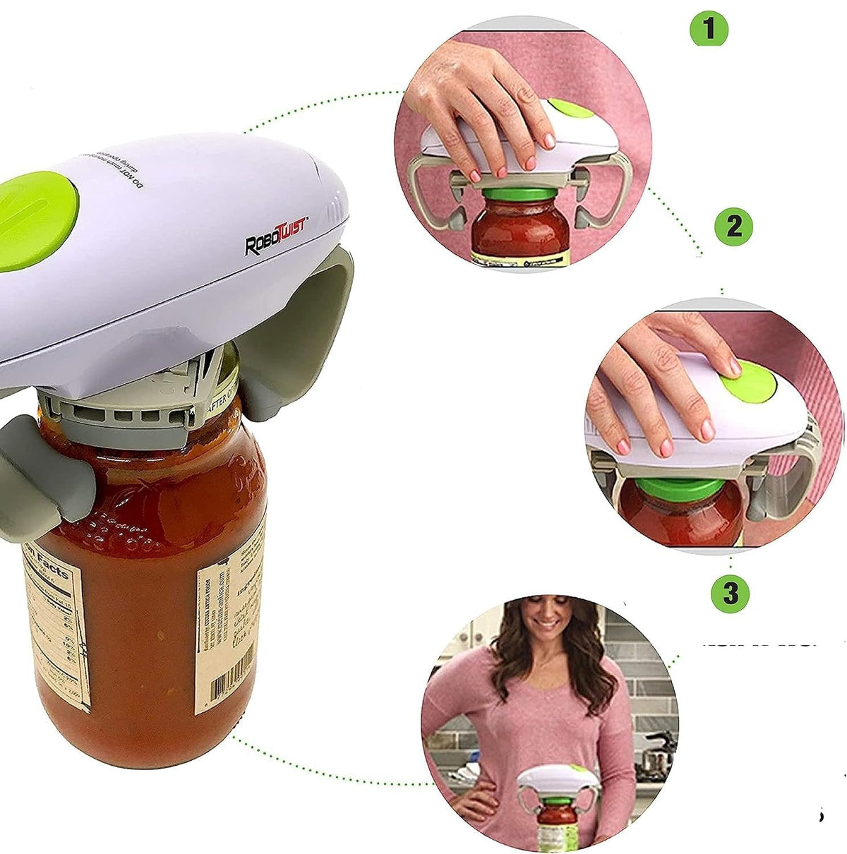One Tap Jar Opener - Electric Handsfree Easy Jar Opener