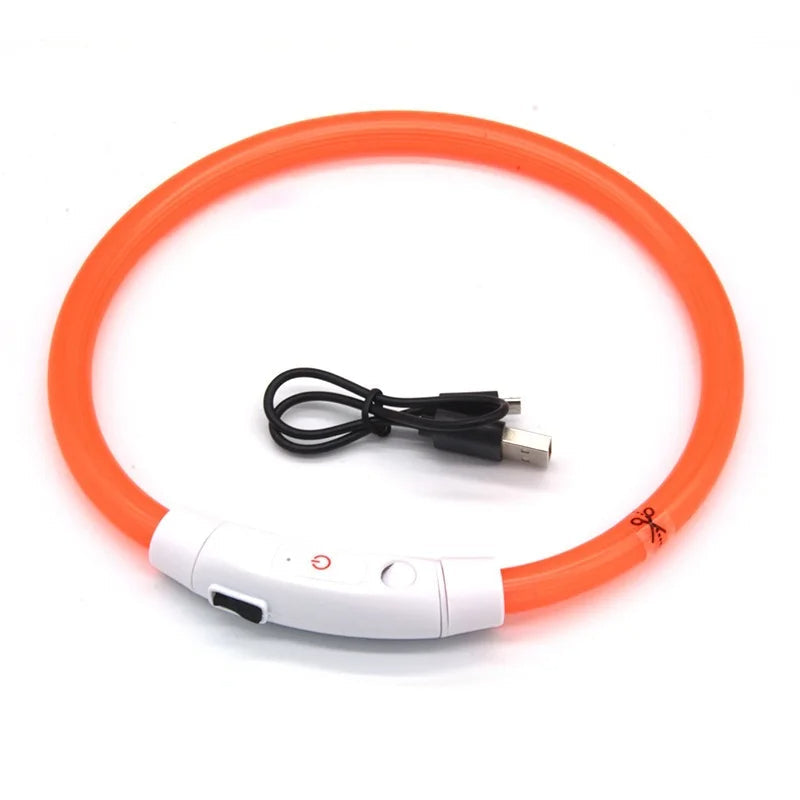 LED Dog Collar – USB Rechargeable Luminous Pet Collar with Adjustable Glow for Safe Night Walks & Anti-Loss Protection