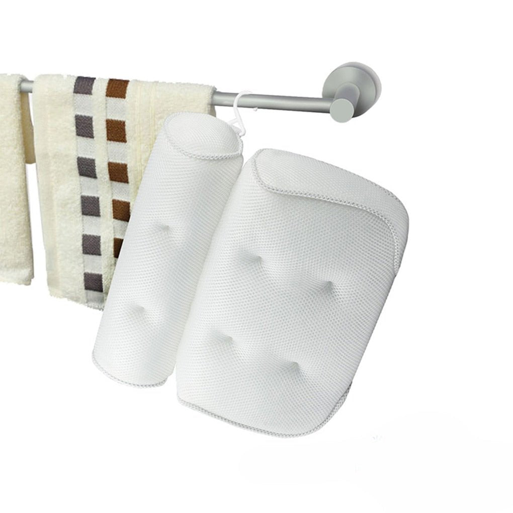 Orthopedic Bath Pillow - Breathable 3D Mesh Cloth Bath Headrest Cushion with Suctions Cups