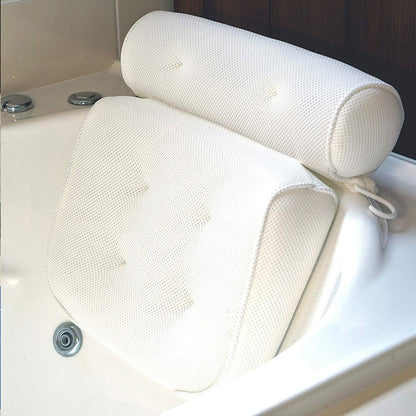 Orthopedic Bath Pillow - Breathable 3D Mesh Cloth Bath Headrest Cushion with Suctions Cups