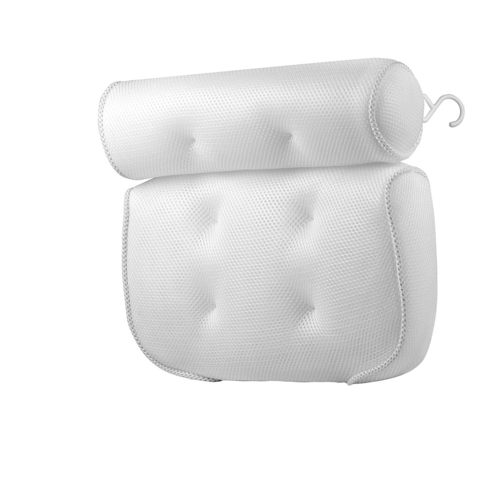 Orthopedic Bath Pillow - Breathable 3D Mesh Cloth Bath Headrest Cushion with Suctions Cups