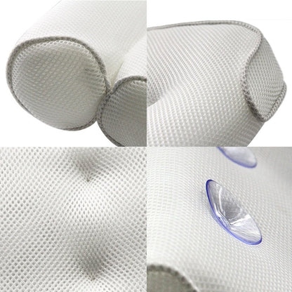 Orthopedic Bath Pillow - Breathable 3D Mesh Cloth Bath Headrest Cushion with Suctions Cups