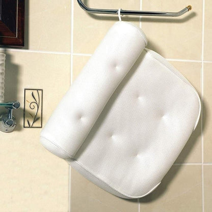 Orthopedic Bath Pillow - Breathable 3D Mesh Cloth Bath Headrest Cushion with Suctions Cups