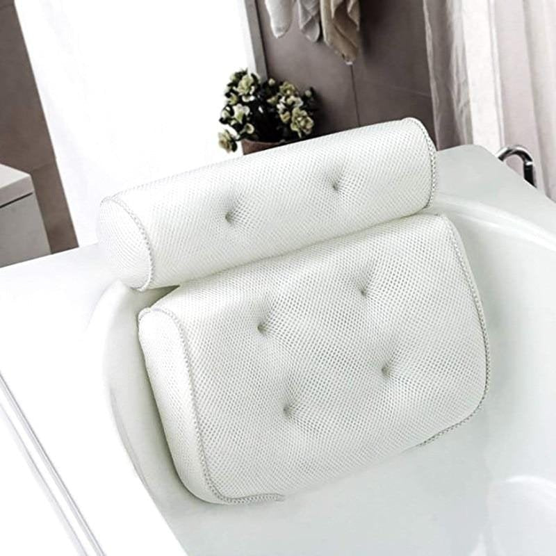 Orthopedic Bath Pillow - Breathable 3D Mesh Cloth Bath Headrest Cushion with Suctions Cups