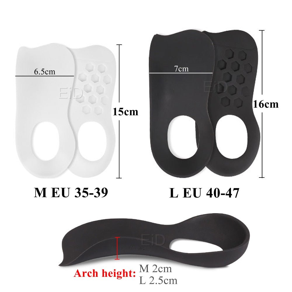 Orthopedic Insoles — 3/4 Length Arch Support Inserts for Plantar Fasciitis (1 Pair)