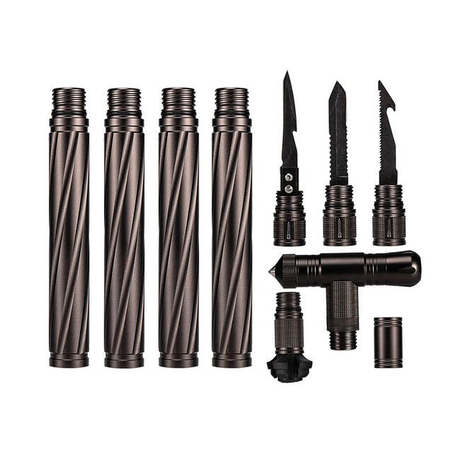 Screw-Together Trekking Staff with Camp Tool Heads – 3 to 6 Aluminum Tubes